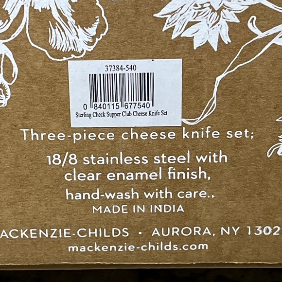 MacKenzie-Childs Sterling Courtly Check 3 Piece Cheese Set - NEW - Picture 7 of 7